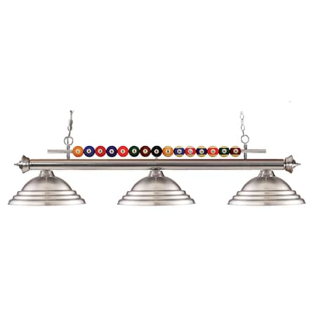 Z-Lite Shark 3 Light Billiard Light, Brushed Nickel 170BN-SBN